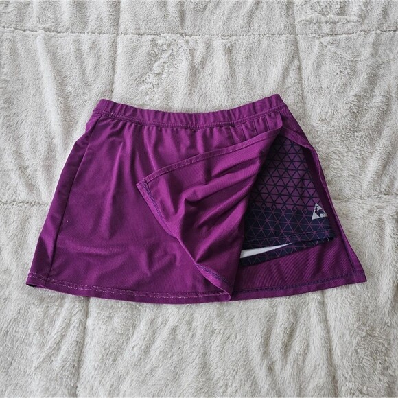 Le Coq Sportif Purple Pleated Tennis Skirt with built-in shorts. Medium. - Picture 2 of 4